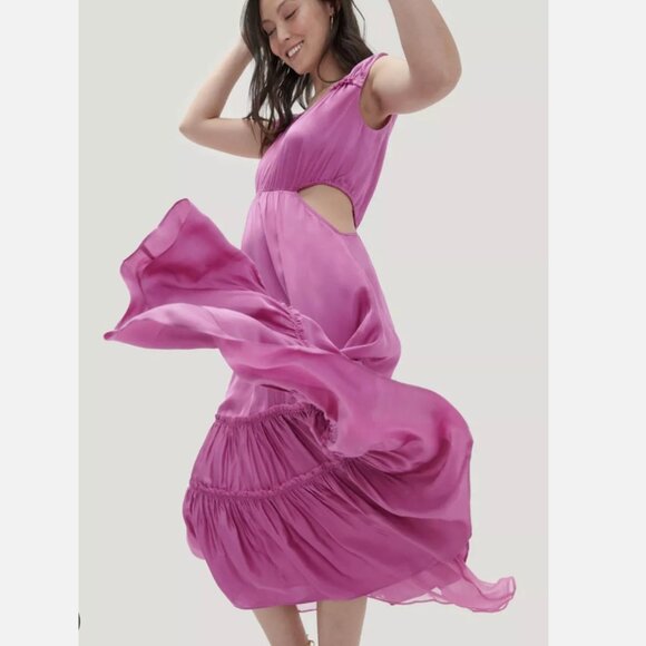 HATCH The Esme Cut Out Midi Dress in Wild Orchid Size 2 (M) - Picture 2 of 7